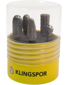 Klingspor - HF 100 set - Hardmetaal stiftfrees set - 9.6x6mm - Dubbele vertanding