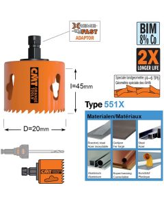 CMT - Gatzaag voor metaal en non-ferro metalen D=20mm - D=20mm I=45mm